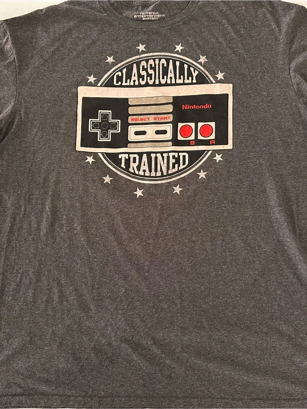 Nintendo Gray Heather Logo Tee with White Print